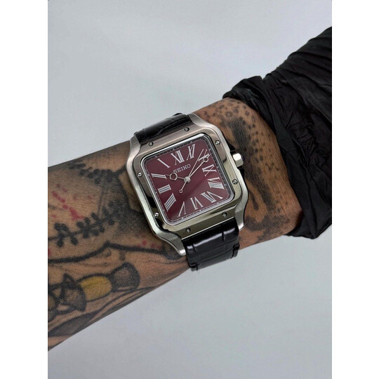 Custom Seiko Mod • Reverse Red Roman Santos Automatic • 38mm